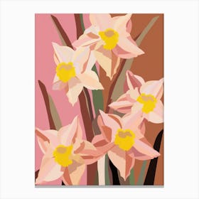Daffodils Flower Big Bold Illustration 1 Canvas Print