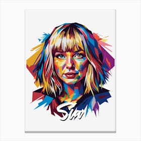 Sia 01 Portrait Music Icon WPAP Pop Art Style Canvas Print