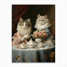 Two Cats At A Medieval Afternoon Tea 2 Canvas Print