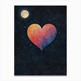 Heart With Moon Canvas Print