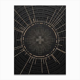 Geometric Glyph Symbol in Gold with Radial Array Lines on Dark Gray n.0043 Canvas Print