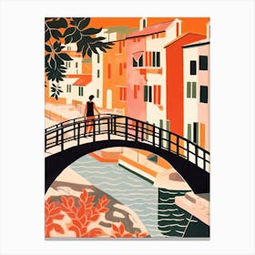 Ponte Della Maddalena, Lucca, Italy Colourful 2 Canvas Print