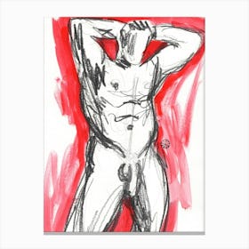 Poster Print Giclee Wall Art Adult Mature Explicit Homoerotic Erotic Man Male Nude Gay Art Drawing Artwork 004 Canvas Print