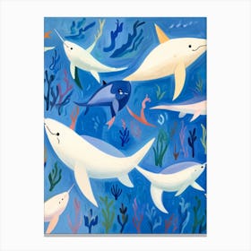 Dolphins In The Sea 2 Canvas Print