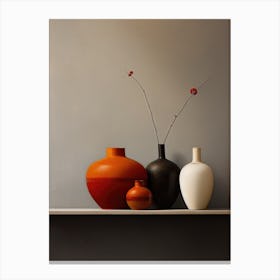Three Vases On A Shelf Canvas Print