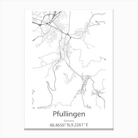 Pfullingen,Germany Minimalist Map Canvas Print