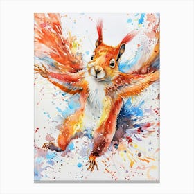 Flying Squirrel Colourful Watercolour 2 Canvas Print