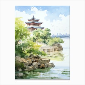 Summer Palace China Watercolour 2 Canvas Print