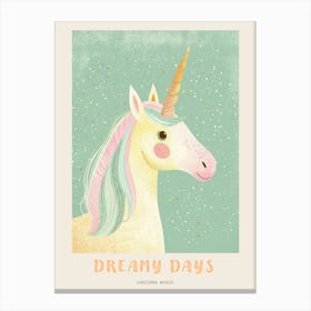 Pastel Storybook Style Unicorn 10 Poster Canvas Print