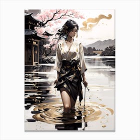 Asian Girl In Water Canvas Print