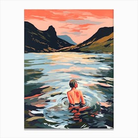 Wild Swimming At Lake District Cumbria 1 Canvas Print