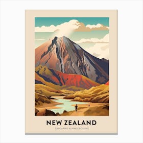 Tongariro Alpine Crossing New Zealand 2 Vintage Hiking Travel Poster Canvas Print
