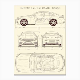 Mercedes Benz AMG E 53 4Matic Plus Coupe 2020 car blueprint Canvas Print