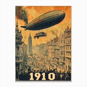 Aihrgdesign A Vintage Poster Of An Early Airship Soaring Abov 094872b1 7402 4bb1 8862 6f13ea3ea965 3 Canvas Print