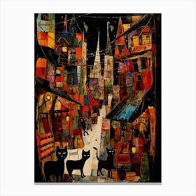 Cats At A Medieval Marketplace Canvas Print