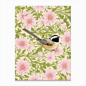 Carolina Chickadee 2 William Morris Style Bird Canvas Print