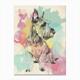 Pastel Kerry Blue Terrier Dog Pastel Line Illustration  3 Canvas Print