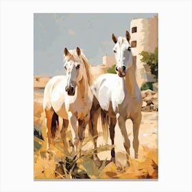 Horses Painting In Rajasthan, India 1 Canvas Print