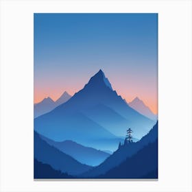 Misty Mountains Vertical Composition In Blue Tone 89 Canvas Print