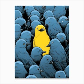 Yellow Bird In A Crowd Canvas Print