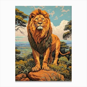 African Lion Relief Illustration Symbolism 1 Canvas Print