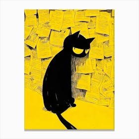 Cat With Papers Canvas Print