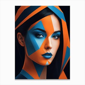 Geometric Fashion Woman Portrait Pop Art Orange (9) Canvas Print