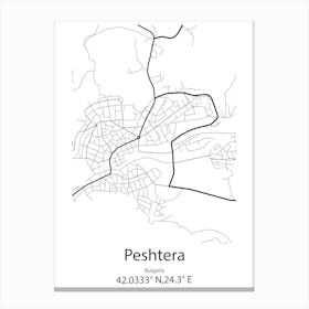 Peshtera,Bulgaria Minimalist Map Canvas Print