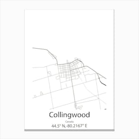 Collingwood,Canada Minimalist Map Canvas Print