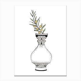 Olive Branch In Vase Simple Canvas Print