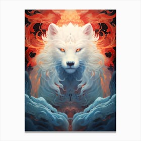 Wolf In Flames Canvas Print