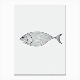 Giant Ocean Sunfish Black & White Drawing Canvas Print
