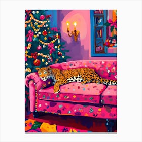 Leopard On Couch Canvas Print