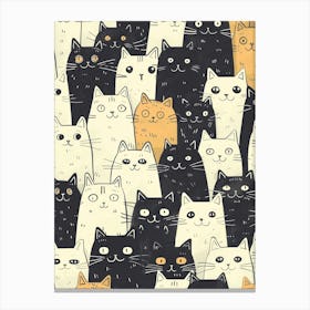 Perfectly Repeatable Artwork With Cute Cat Faces 77 Canvas Print