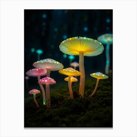 Colorful Mushrooms In The Forest 1 Canvas Print