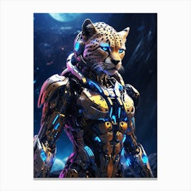 Cheetah In Cyborg Body #3 Canvas Print