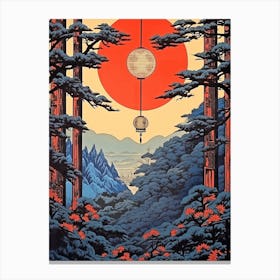 Mount Takao, Japan Vintage Travel Art 3 Canvas Print