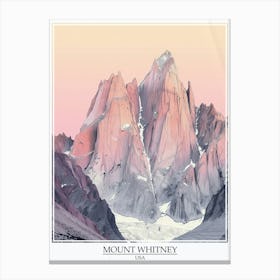 Mount Whitney Usa Color Line Drawing 4 Poster Canvas Print