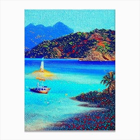 Koh Samui Thailand Pointillism Style Tropical Destination Canvas Print