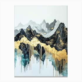 Lhotse's Golden Peaks - Geometric Impressionism Canvas Print