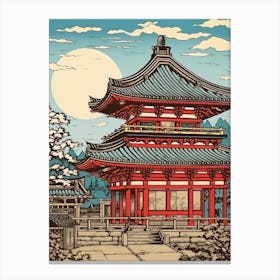 Asakusa Shrine, Japan Vintage Travel Art 4 Canvas Print