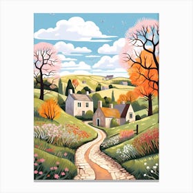 The Cotswolds England 4 Hike Illustration Canvas Print
