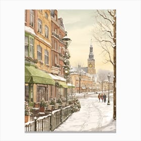 Vintage Winter Illustration Hamburg Germany 1 Canvas Print