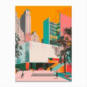 The Museum Of Modern Art New York Colourful Silkscreen Illustration 1 Canvas Print