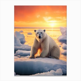 Polar Bear At Sunset Canvas Print