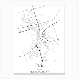 Paris,Canada Minimalist Map Canvas Print