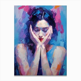 Woman With Her Hands On Her Face Canvas Print