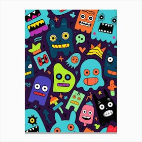 Monsters Seamless Pattern Canvas Print