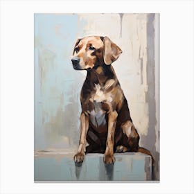 Labrador Retriever Dog, Painting In Light Teal And Brown 0 Canvas Print