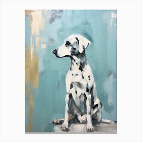 Dalmatian Dog, Painting In Light Teal And Brown 2 Canvas Print